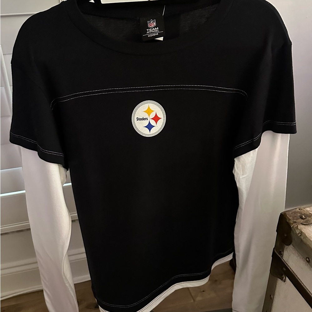Pittsburgh Steelers Black and White Long Sleeve Shirt